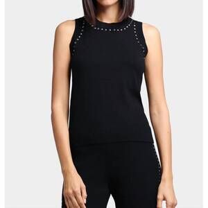 NEW MINNIE ROSE western embellished tank top in black